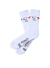 Chaussettes sport Snoopy Arc-en-Ciel blanches à plat - coton biologique BeSocks