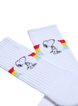 Chaussettes sport Snoopy Arc-en-Ciel portées - BeSocks