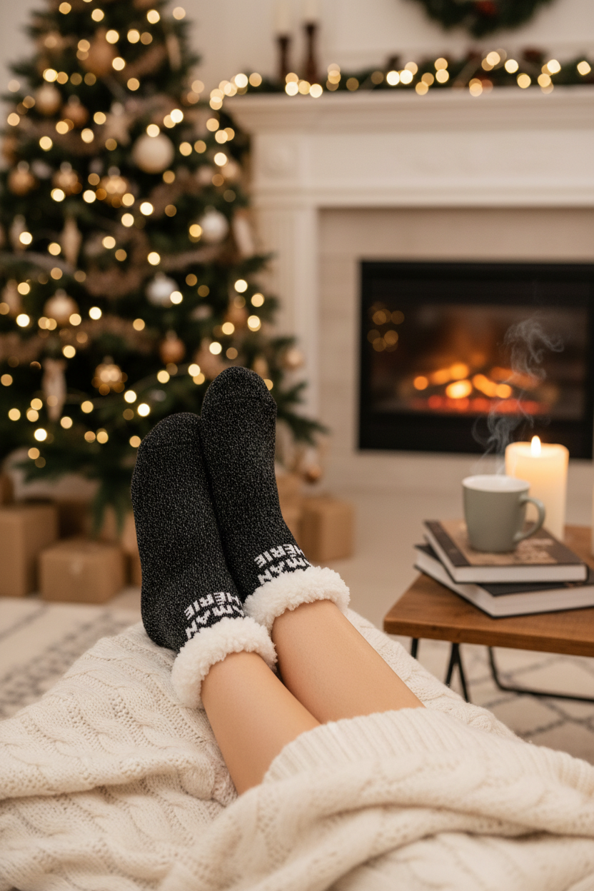 Chaussettes Femme Antidérapantes d'Hiver à Paillettes - Maman Chérie