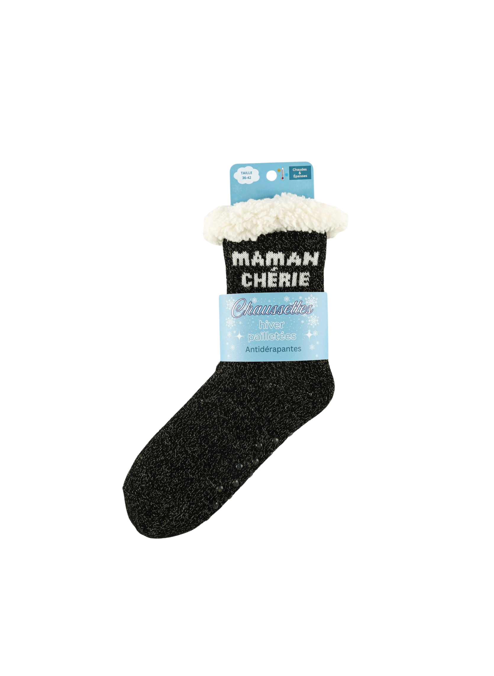 Chaussettes Femme Antidérapantes d'Hiver à Paillettes - Maman Chérie