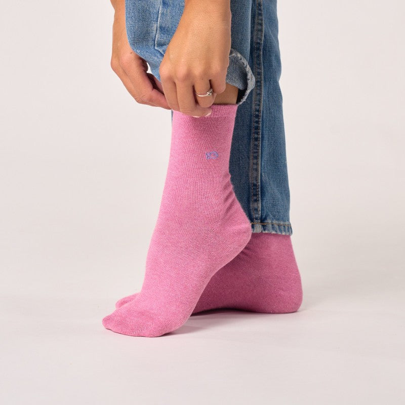 Chaussettes à Paillettes Unies - Rose - BILLYBELT
