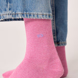 Chaussettes à Paillettes Unies - Rose