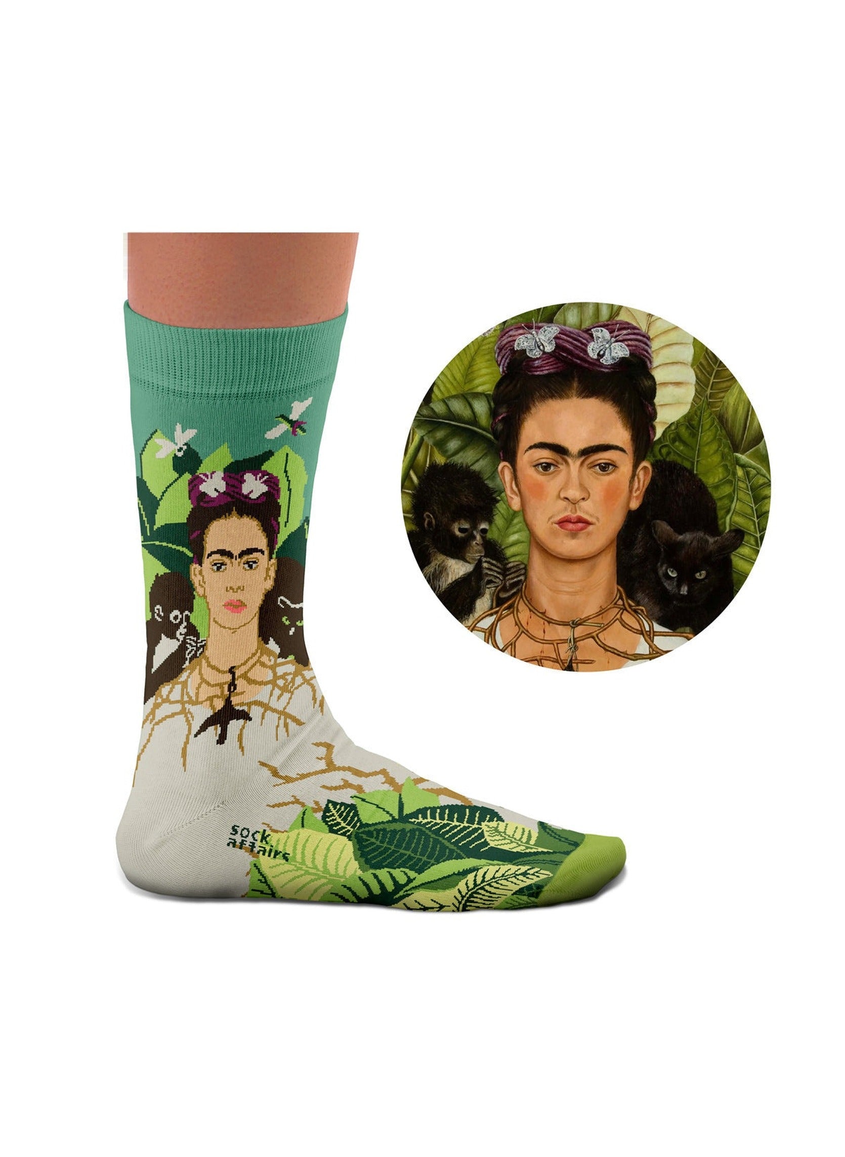 Chaussettes Frida Kahlo Autoportrait - Vert, Sock Affairs
