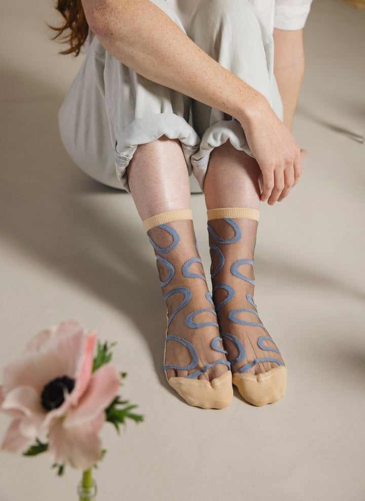 Chaussettes Transparentes Colorado River Blue - Atelier St Eustache