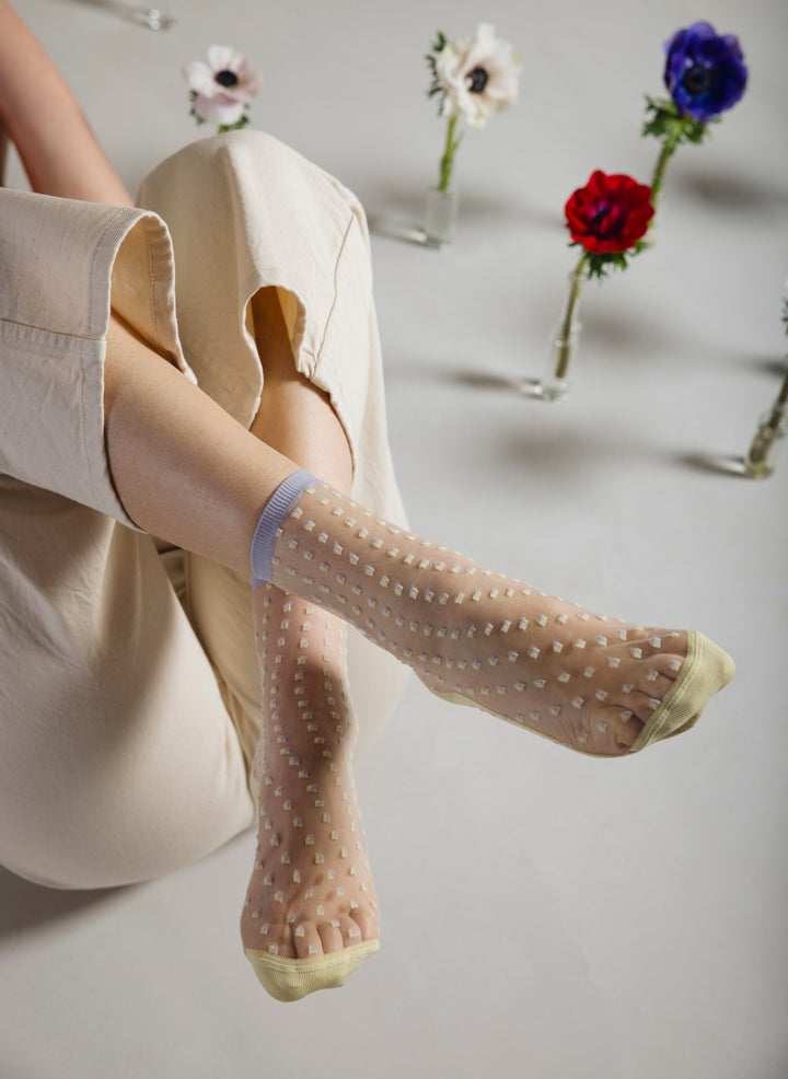 Chaussettes Transparentes à Pois Crescent Dunes Yellow - Atelier St Eustache