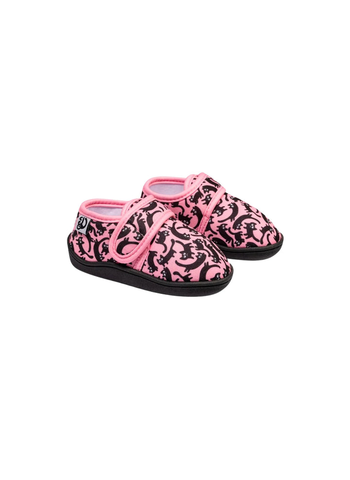 Pantoufles Enfants à Velcro Chats Roses - Dedoles