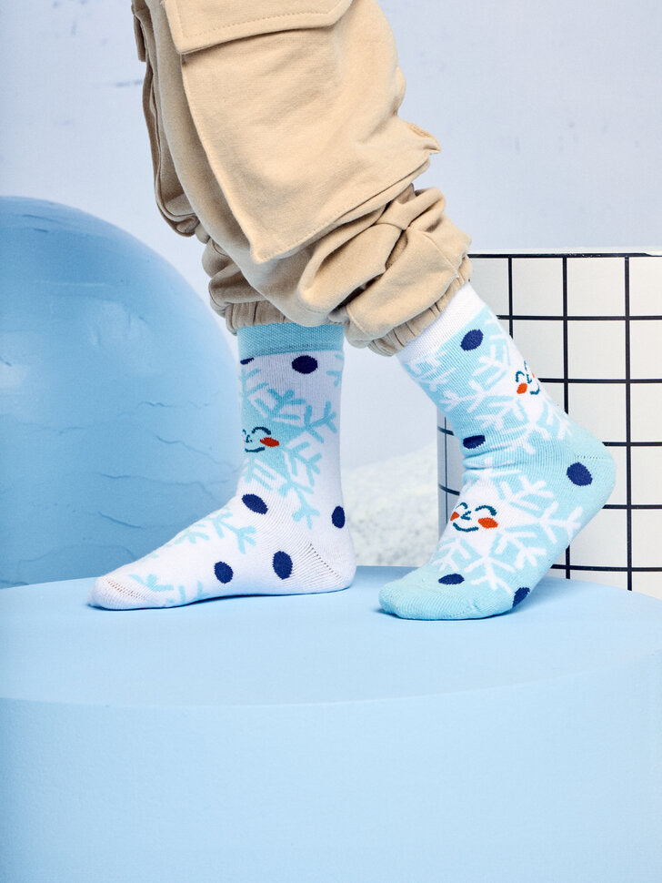 Chaussettes Chaudes Enfants Flocons de Neige Joyeux