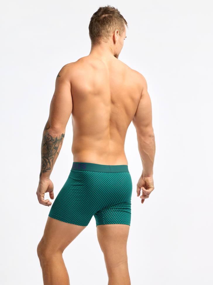 Boxer Homme Motif Jacquard Bleu & Vert