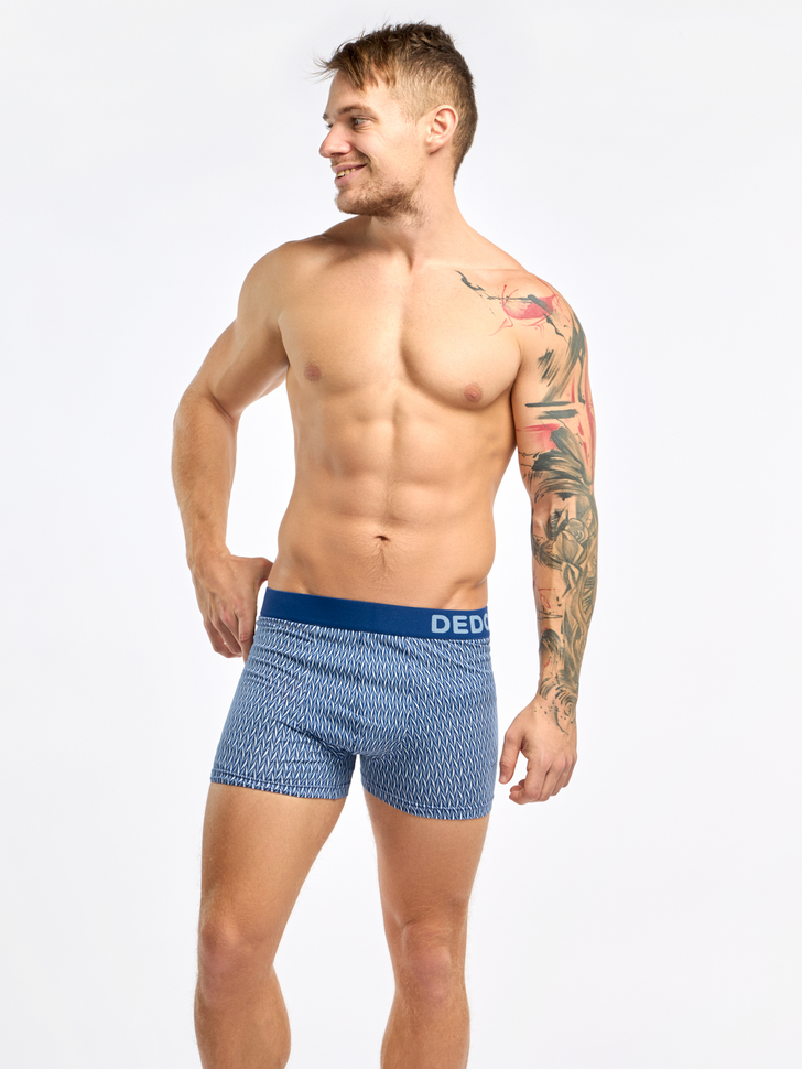 Boxer Homme Motif Jacquard Bleu & Gris