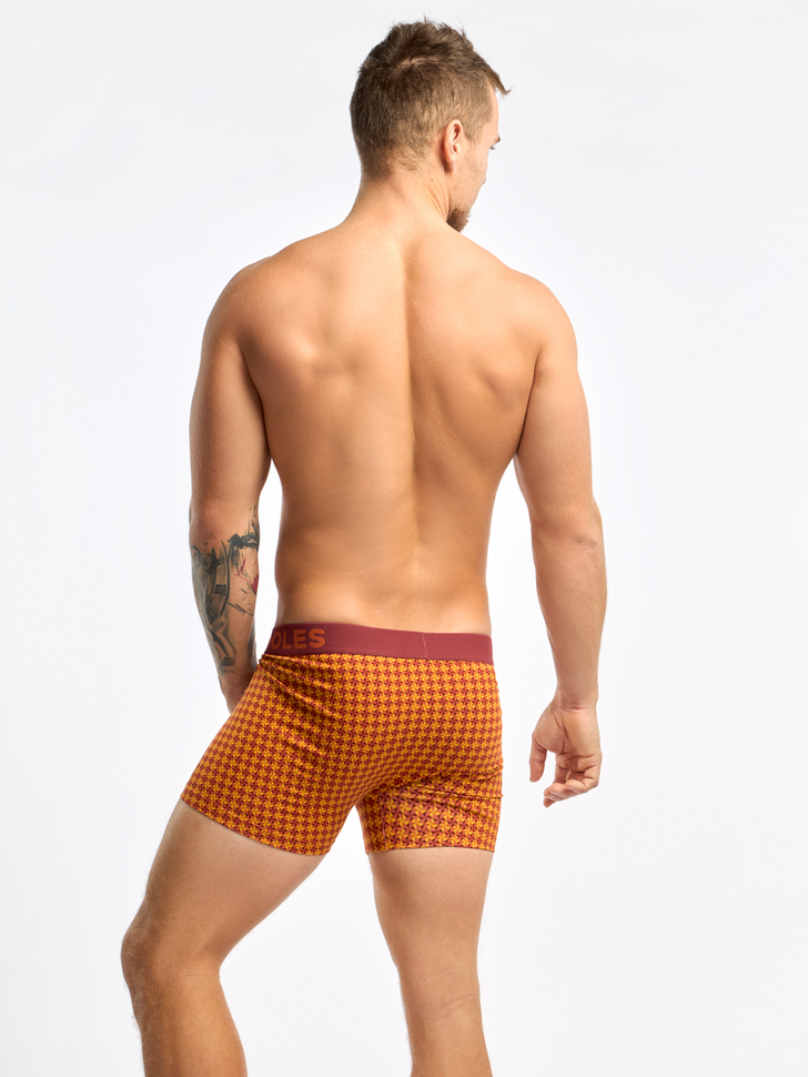 Boxer Homme Motif Jacquard Bordeaux & Jaune