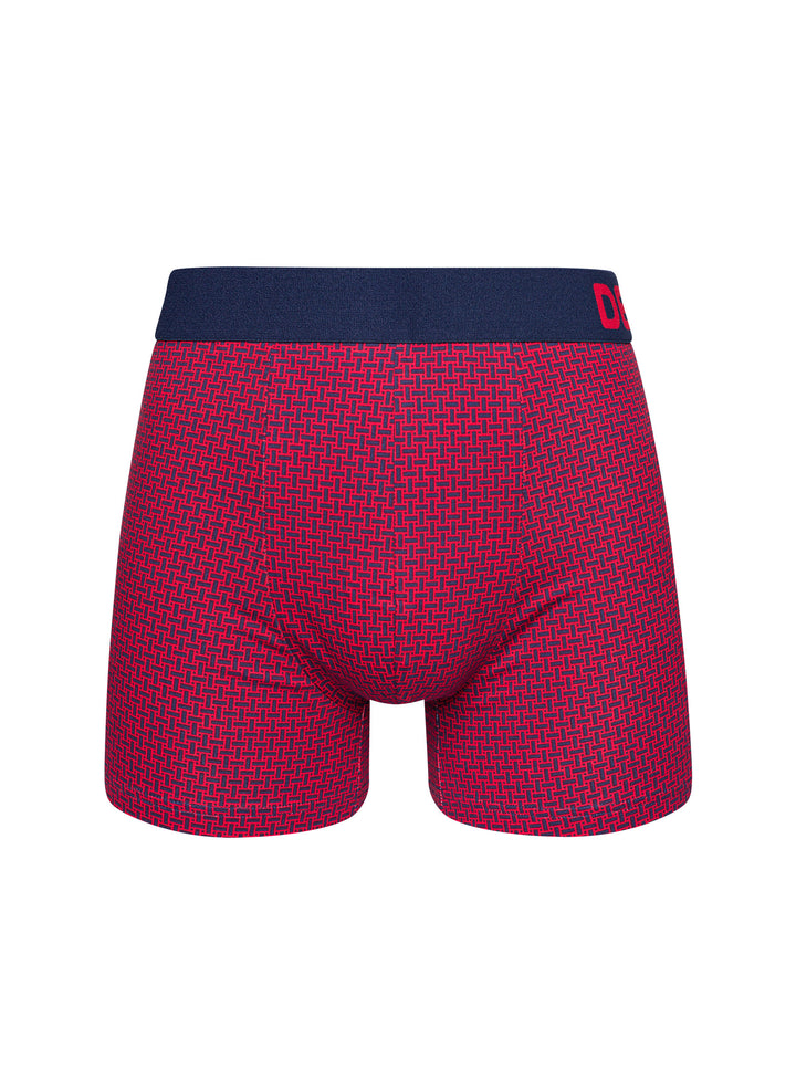 Boxer Homme Motif Jacquard Bleu & Rouge - Dedoles
