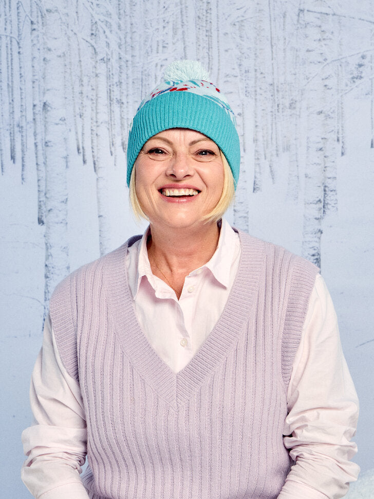 Bonnet Tricoté Églantier dans la Neige