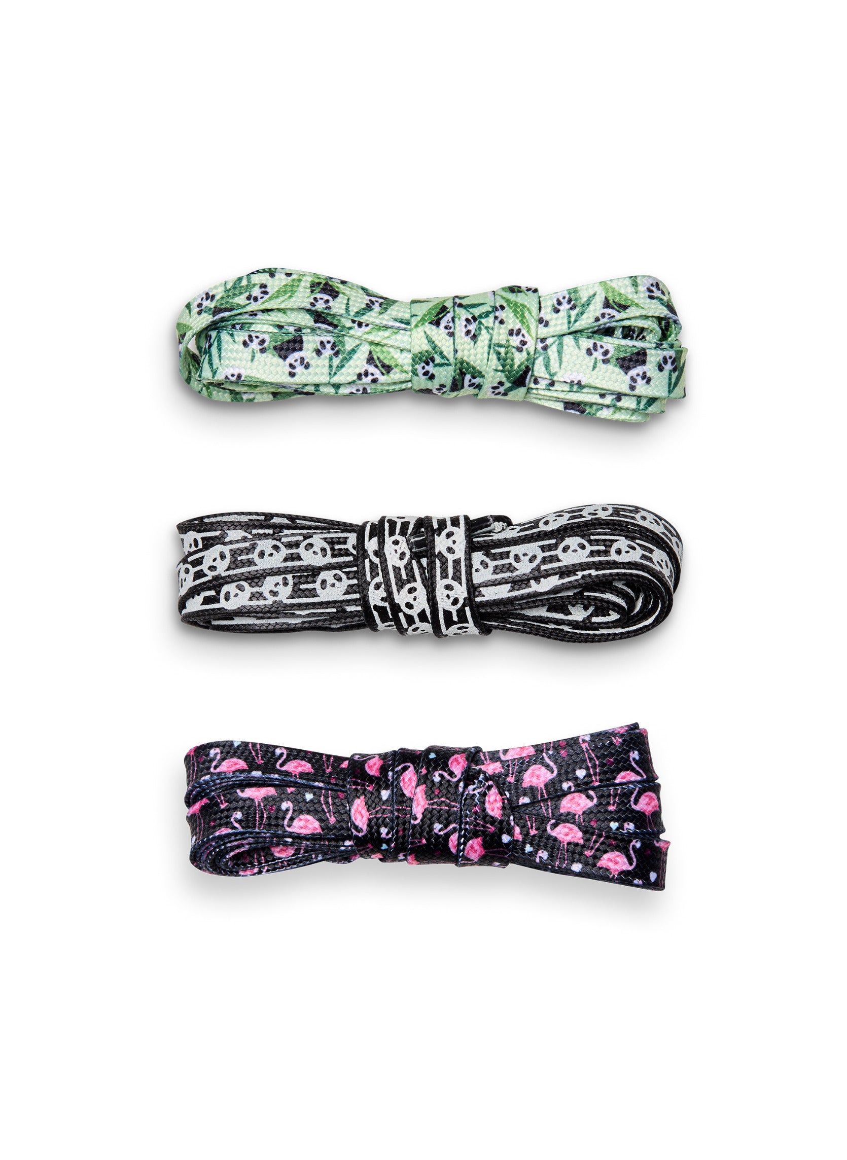 Lot de 3 paires de lacets Pandas & Flamants Roses