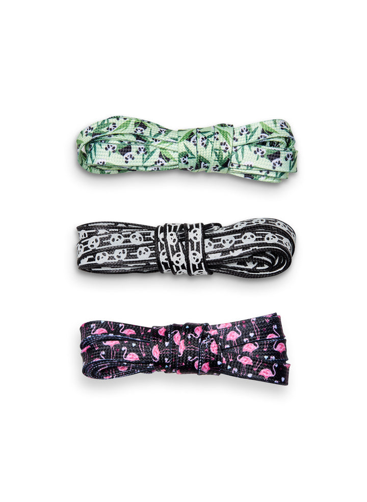 Lot de 3 paires de lacets Pandas & Flamants Roses - Dedoles