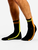 Chaussettes Sport Coolmax® courtes Rayures Orange et Vert Citron