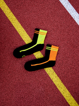 Chaussettes Sport Coolmax® courtes Rayures Orange et Vert Citron