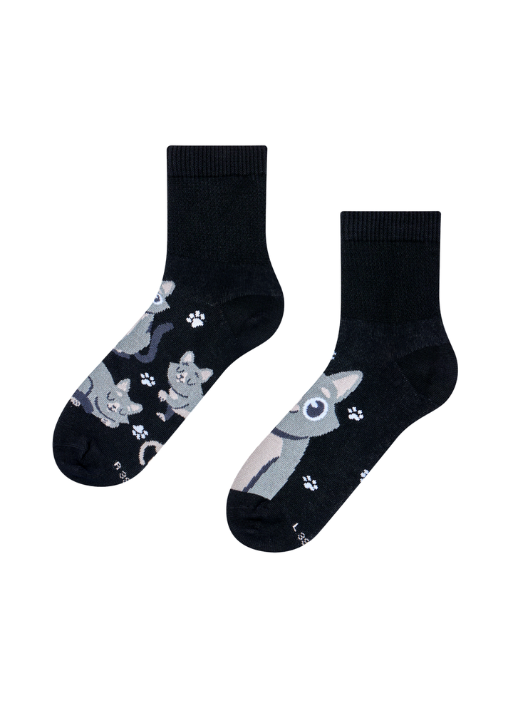 Chaussettes Courtes Anti-Stress Chat Gris - Dedoles