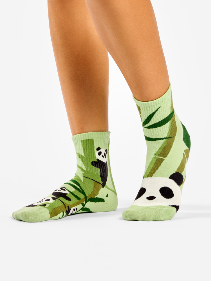 Chaussettes courtes Panda et Bambou
