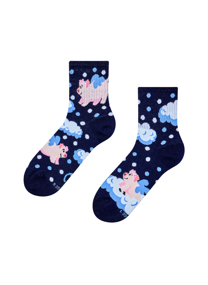 Chaussettes Courtes Cochons Dans Les Nuages - Dedoles