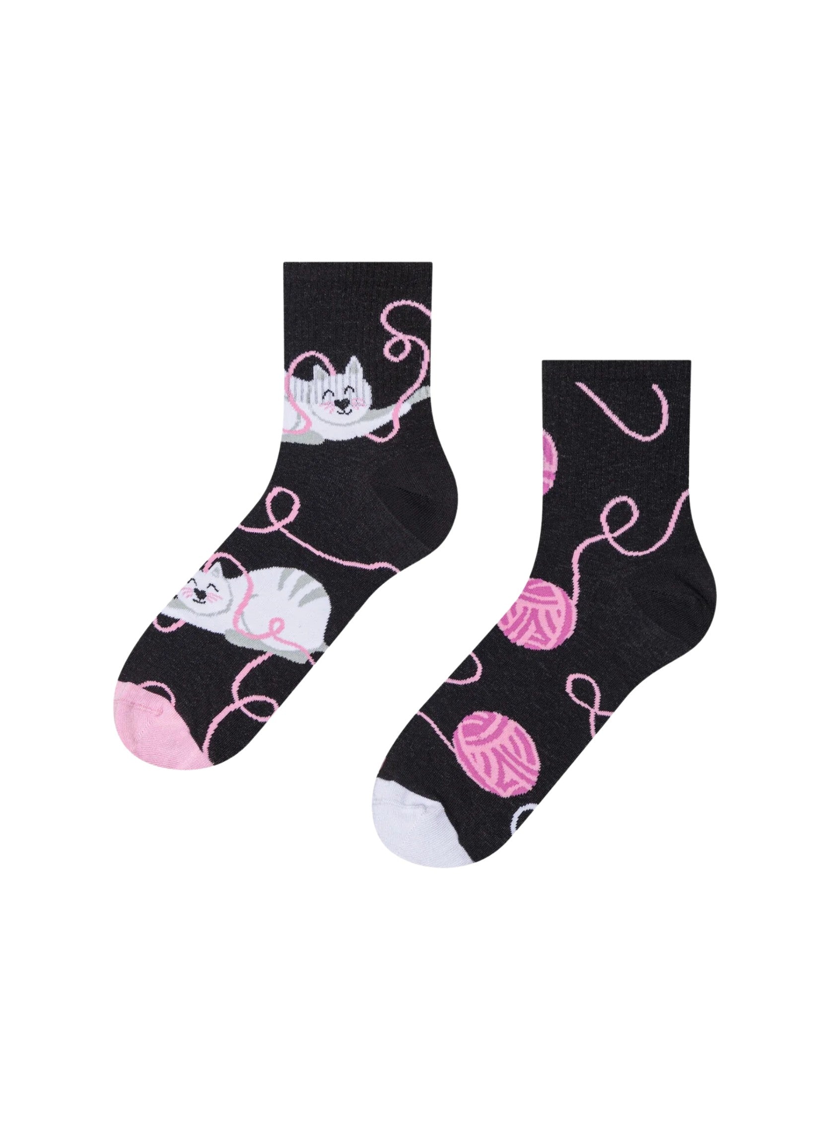 Chaussettes courtes Chat et Pelote de Laine