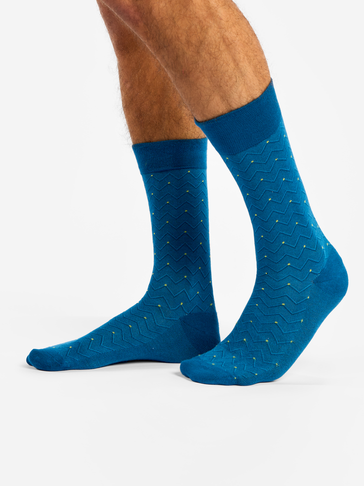 Chaussettes Bambou Jacquard Bleues et Citron Vert