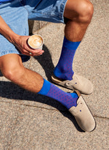 Chaussettes Bambou Jacquard Bleues et Magenta