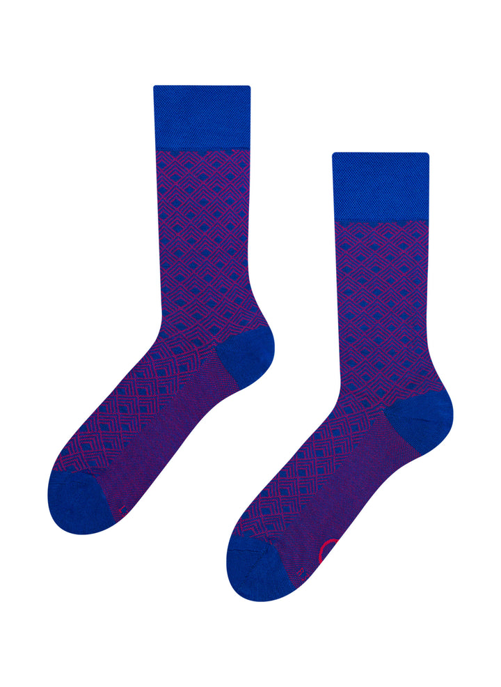 Chaussettes Bambou Jacquard Bleues et Magenta - Dedoles