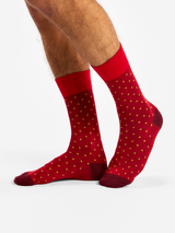 Chaussettes Bambou Jacquard Rouge Foncé et Jaune