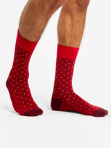 Chaussettes Bambou Jacquard Rouge Foncé et Jaune