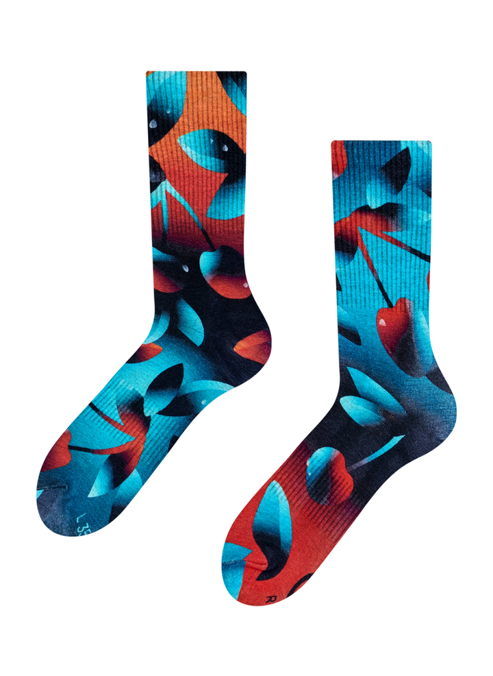 Chaussettes Côtelées Cerises Noires - Dedoles
