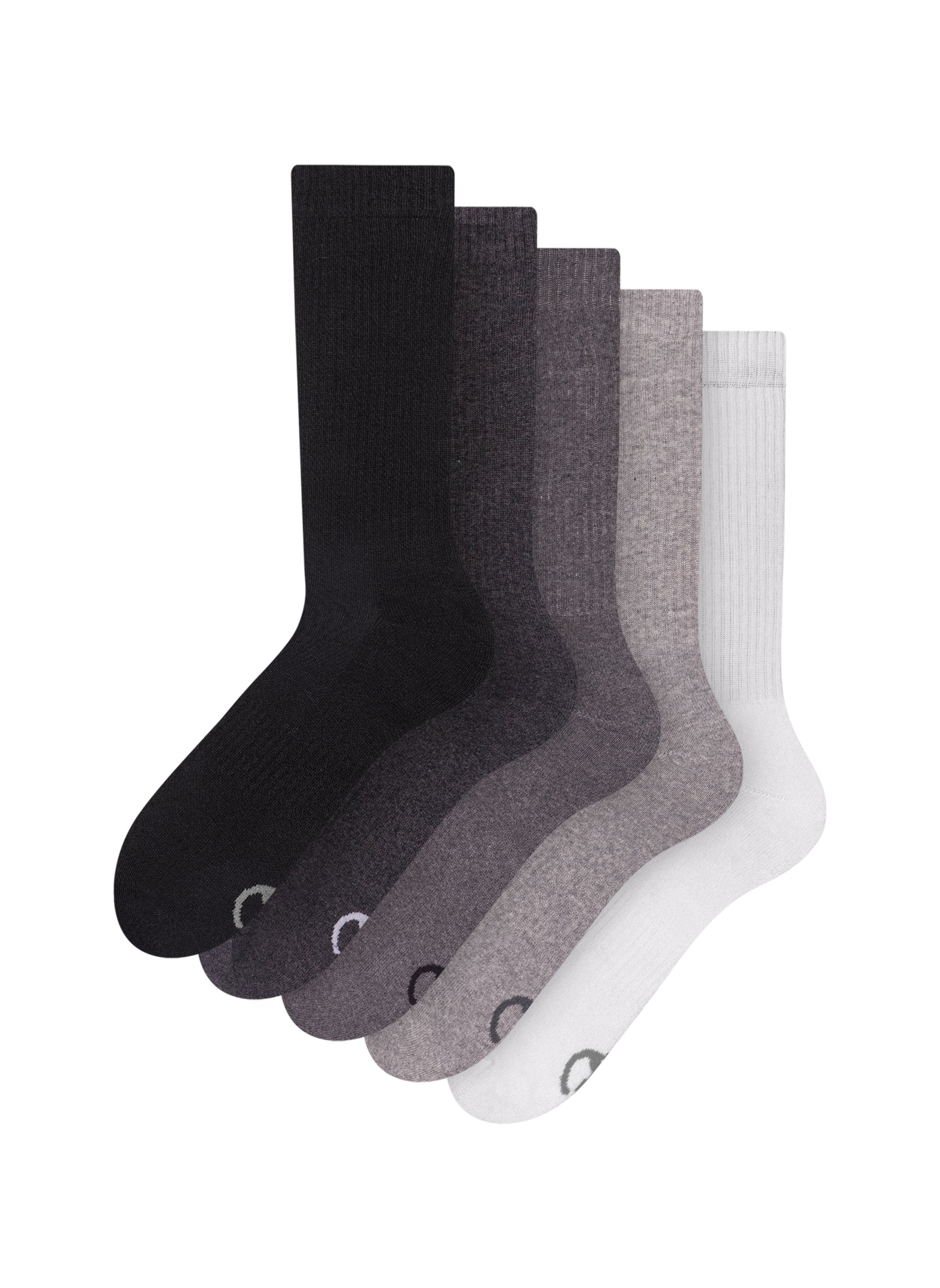 Lot de 5 Paires de Chaussettes de Sport Noires et Blanches