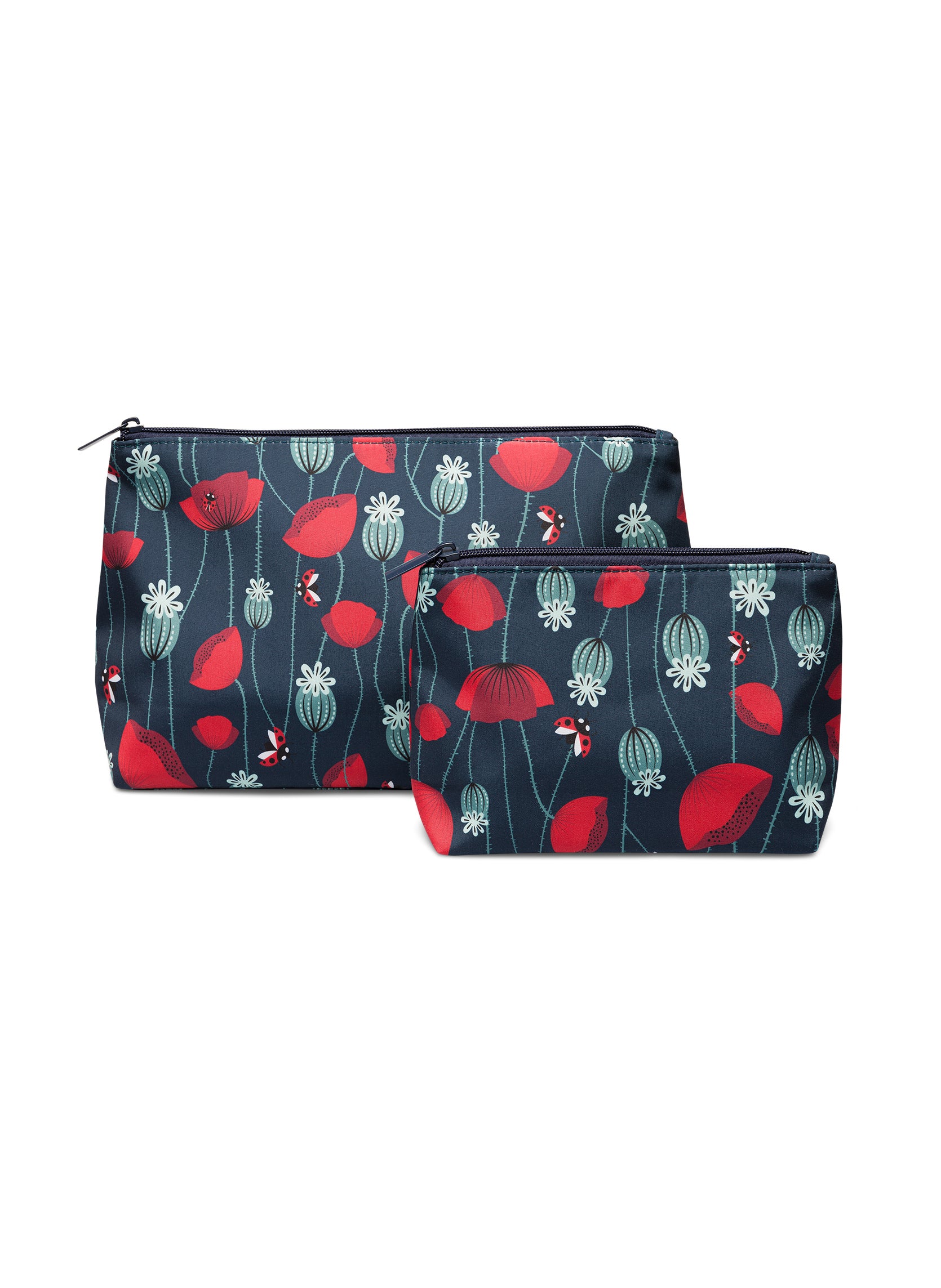 Pack de 2 Trousses de Toilette Coccinelles et Fleurs de Pavot