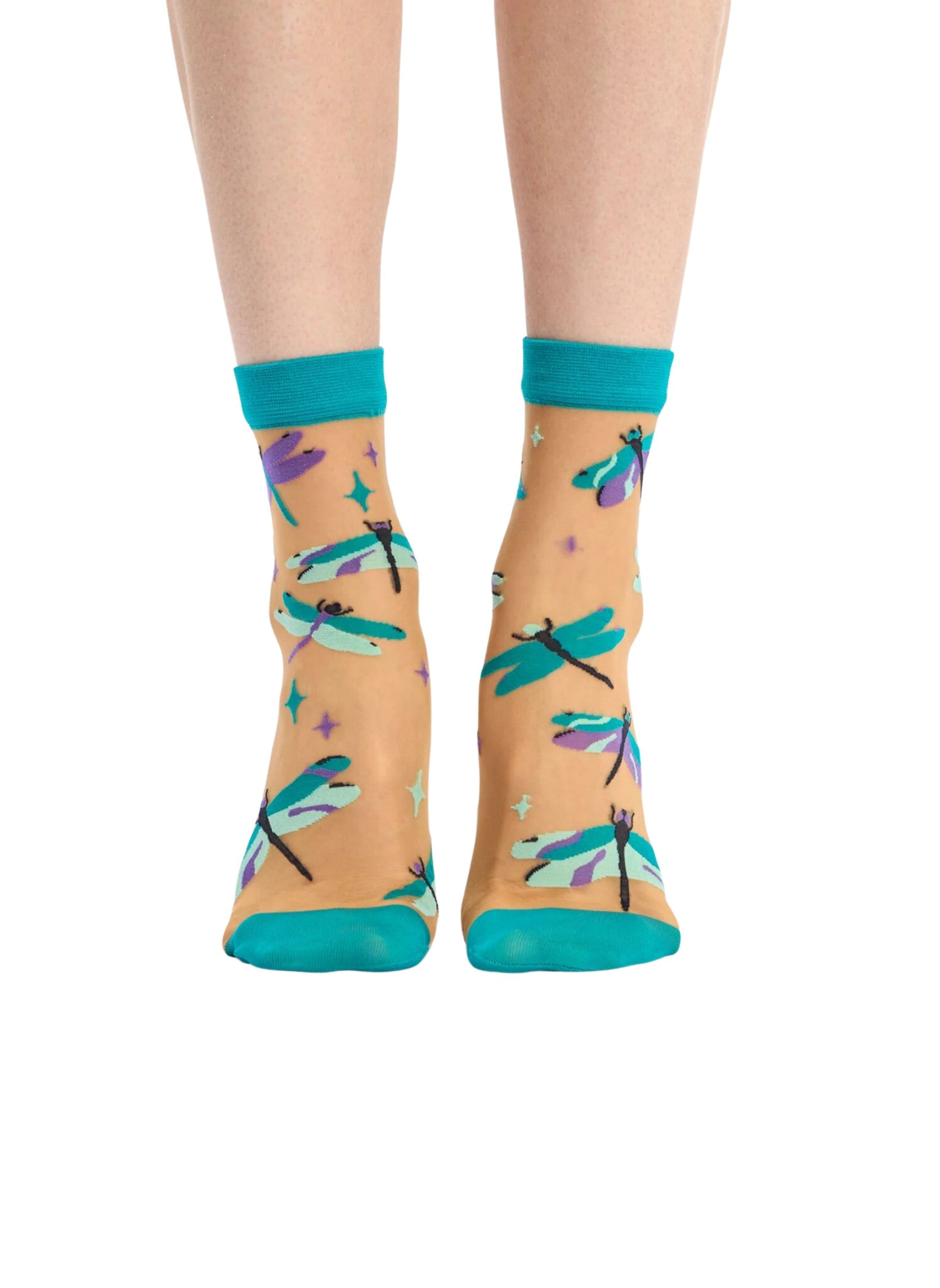 Chaussettes Nylon Libellules Turquoises