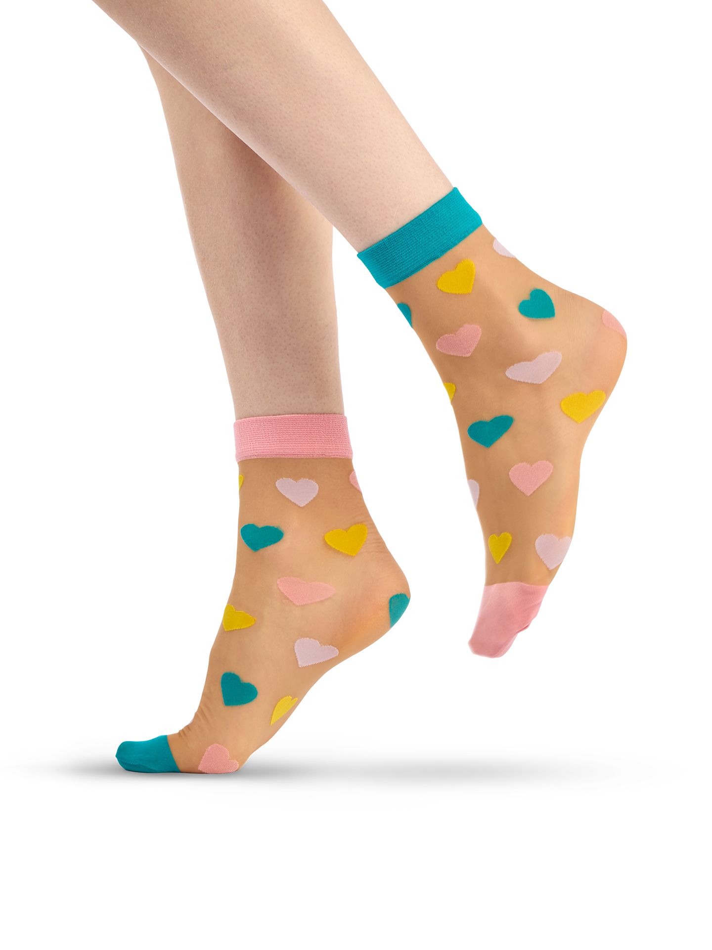 Chaussettes Nylon Cœurs Pastels