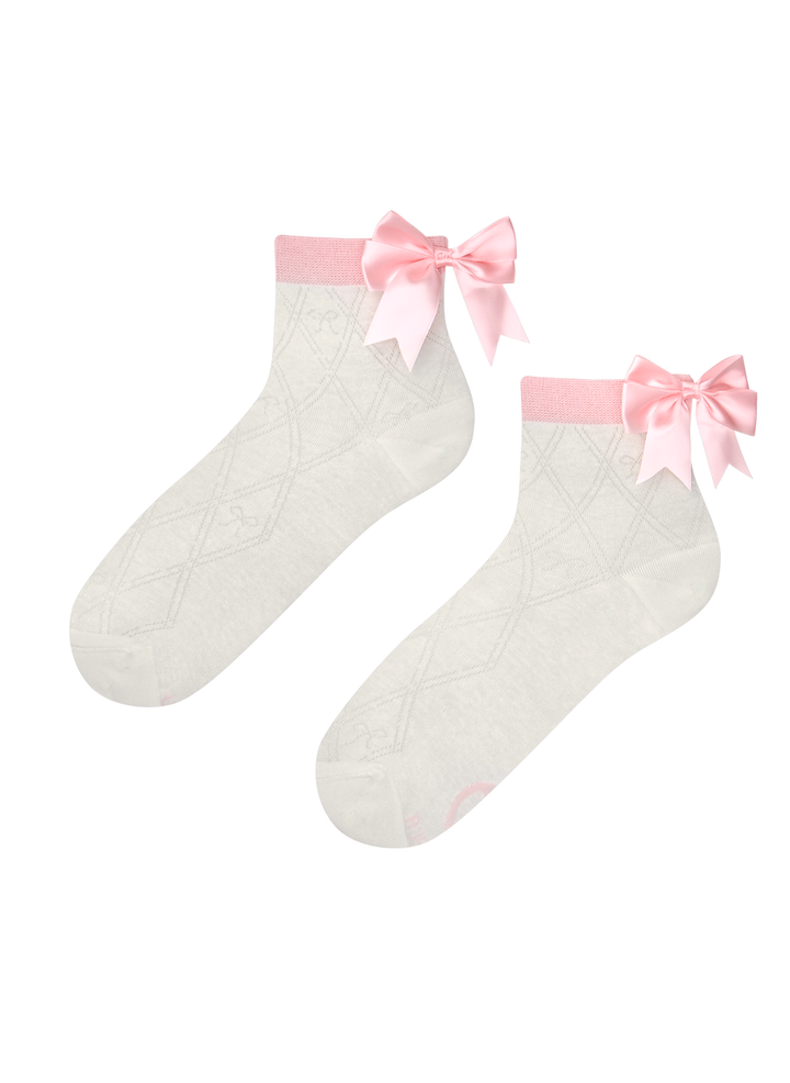 Chaussettes Courtes Cutecore Nœud Rose - Dedoles