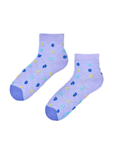 Chaussettes Courtes Cutecore Fleurs Violettes & Bleues