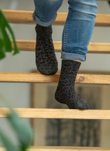 Chaussettes à Paillettes Léopard - Noir