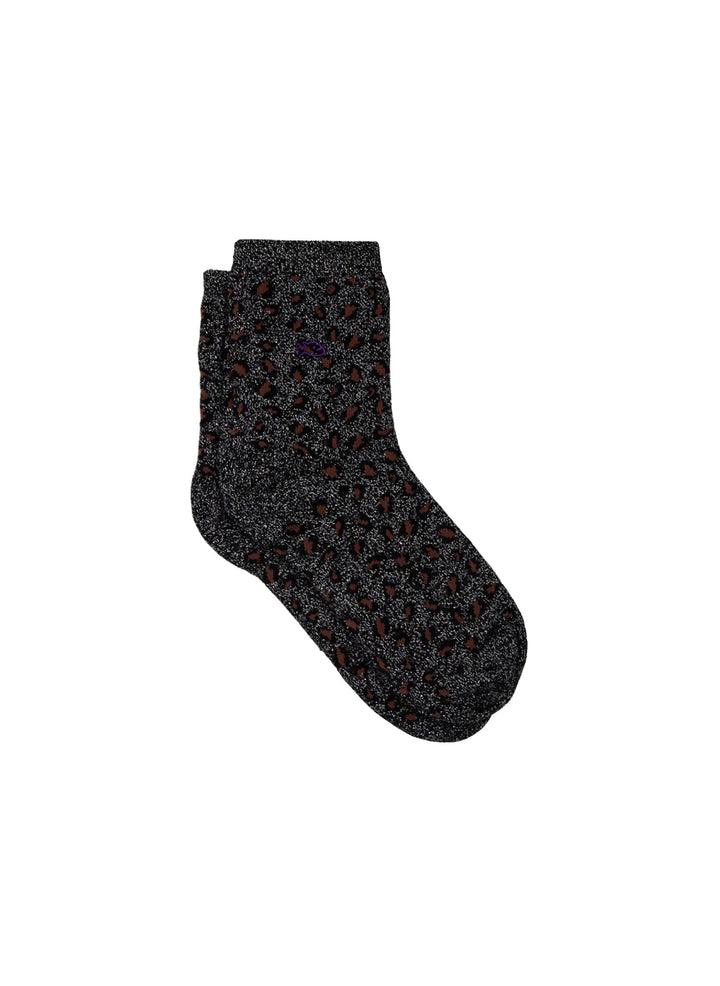 Chaussettes à Paillettes Léopard - Noir - BILLYBELT