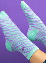 Chaussettes à Paillettes Zèbre - Violet & Vert