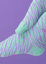 Chaussettes à Paillettes Zèbre - Violet & Vert