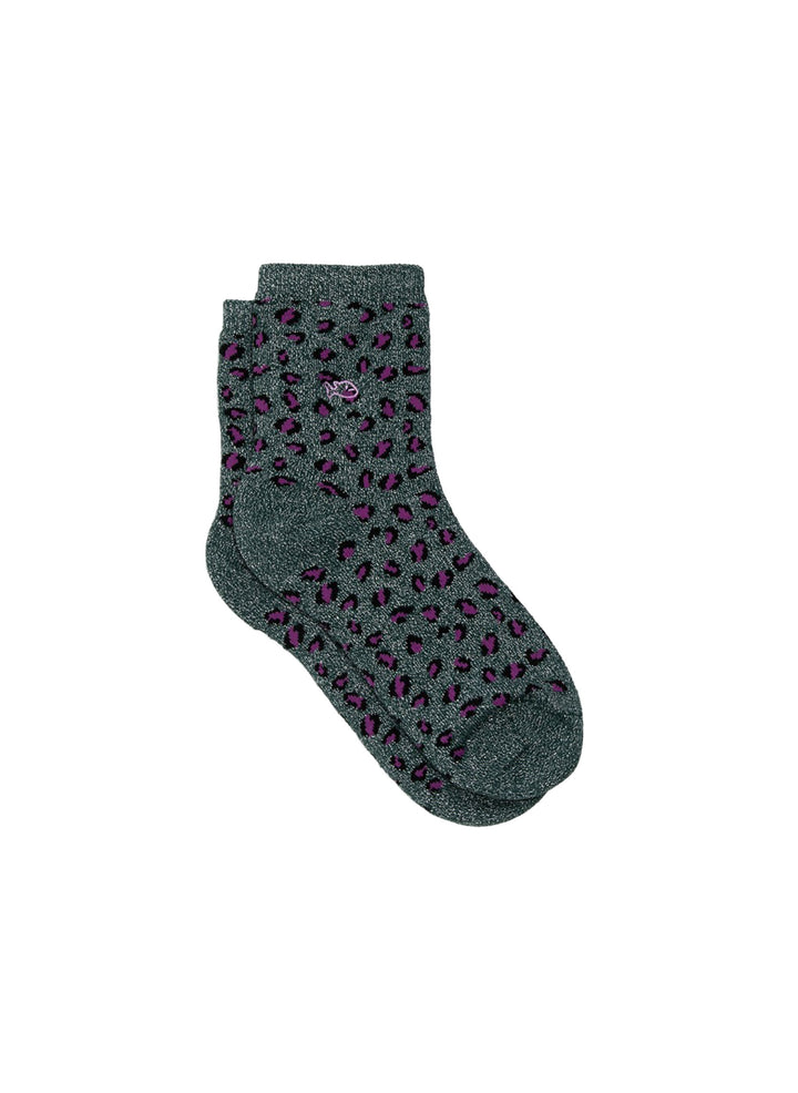 Chaussettes à Paillettes Léopard - Vert & Violet - BILLYBELT
