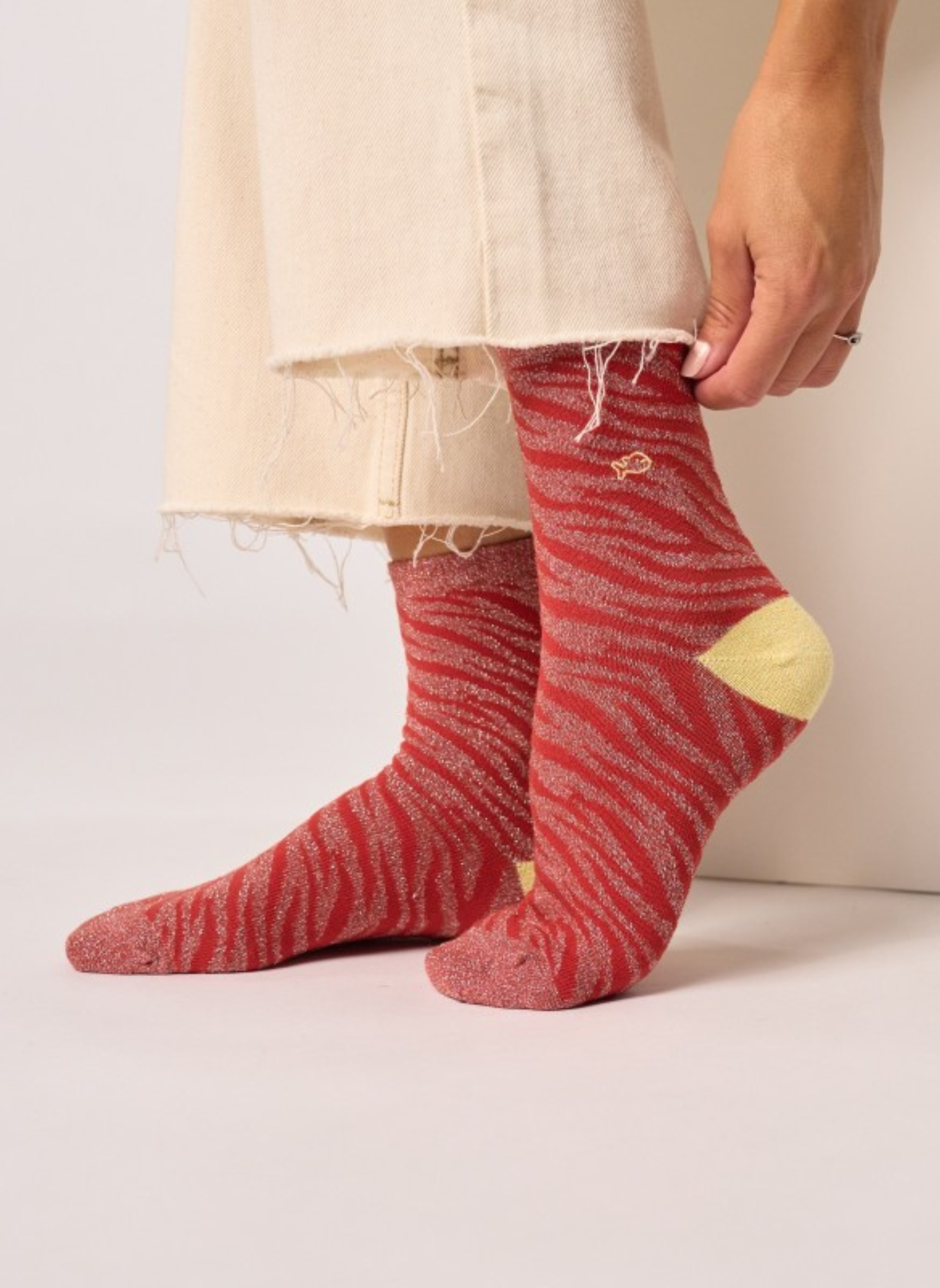 Chaussettes à Paillettes Zèbre - Bordeaux