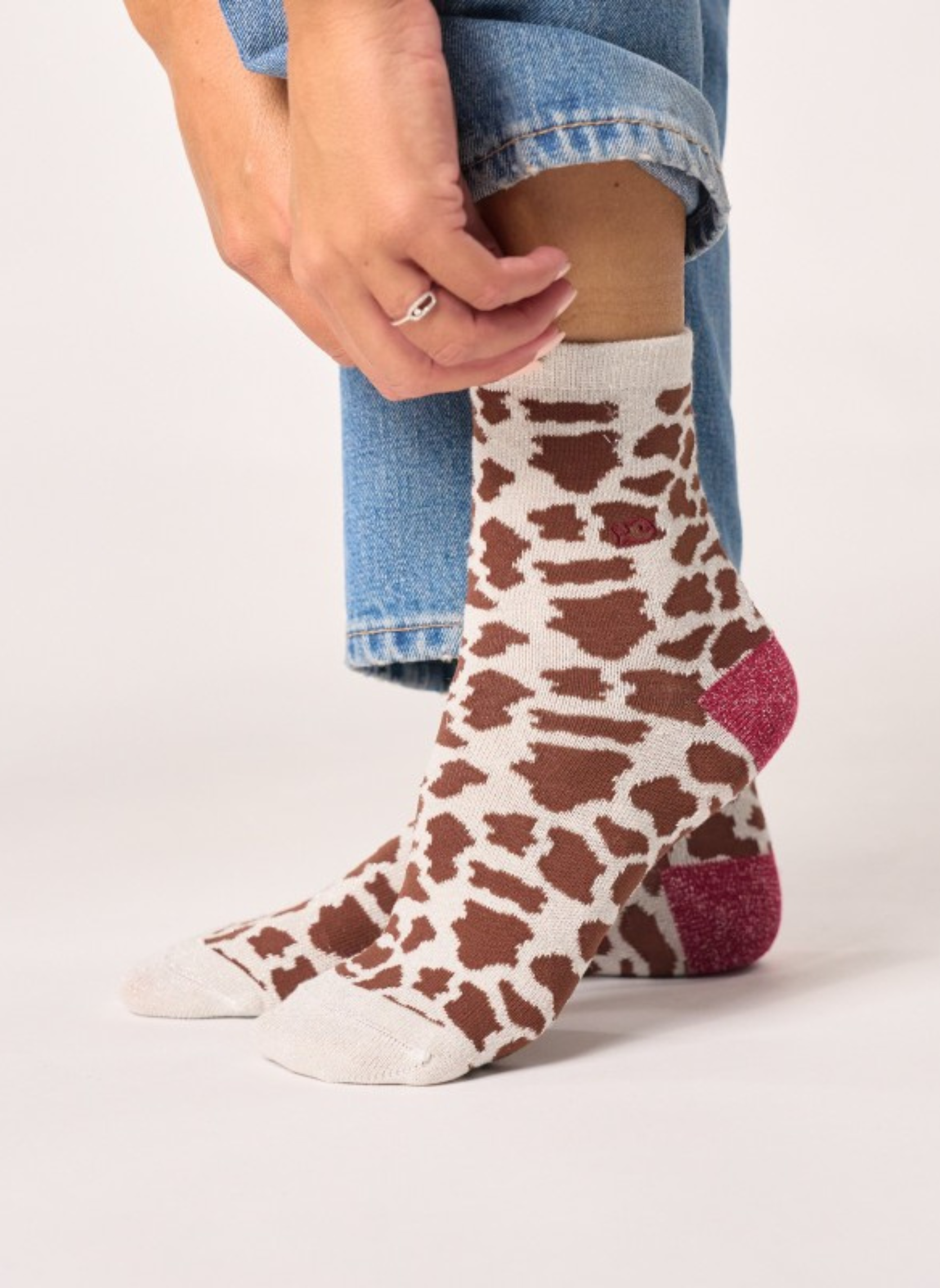 Chaussettes à Paillettes Vache - Marron