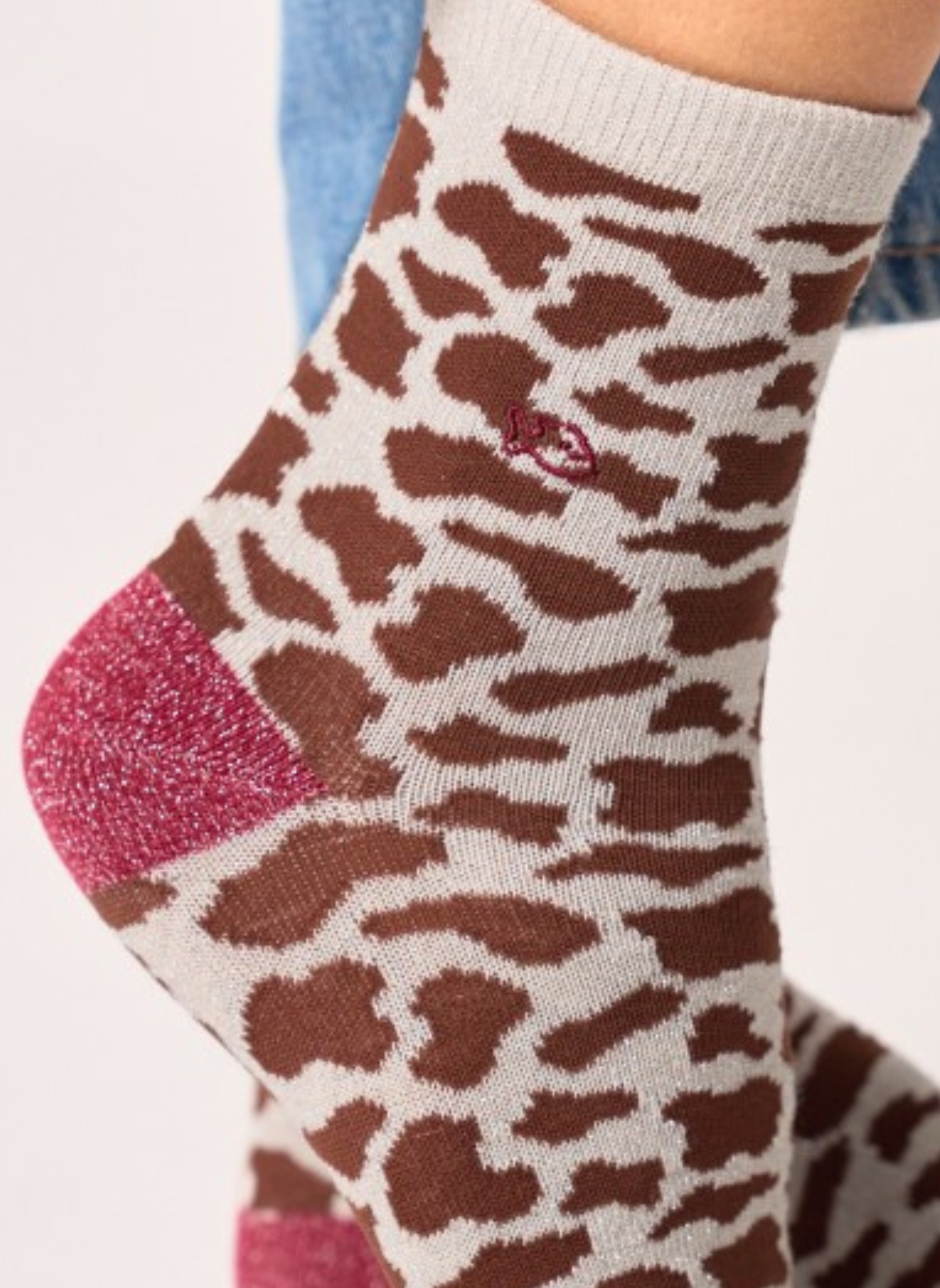 Chaussettes à Paillettes Vache - Marron