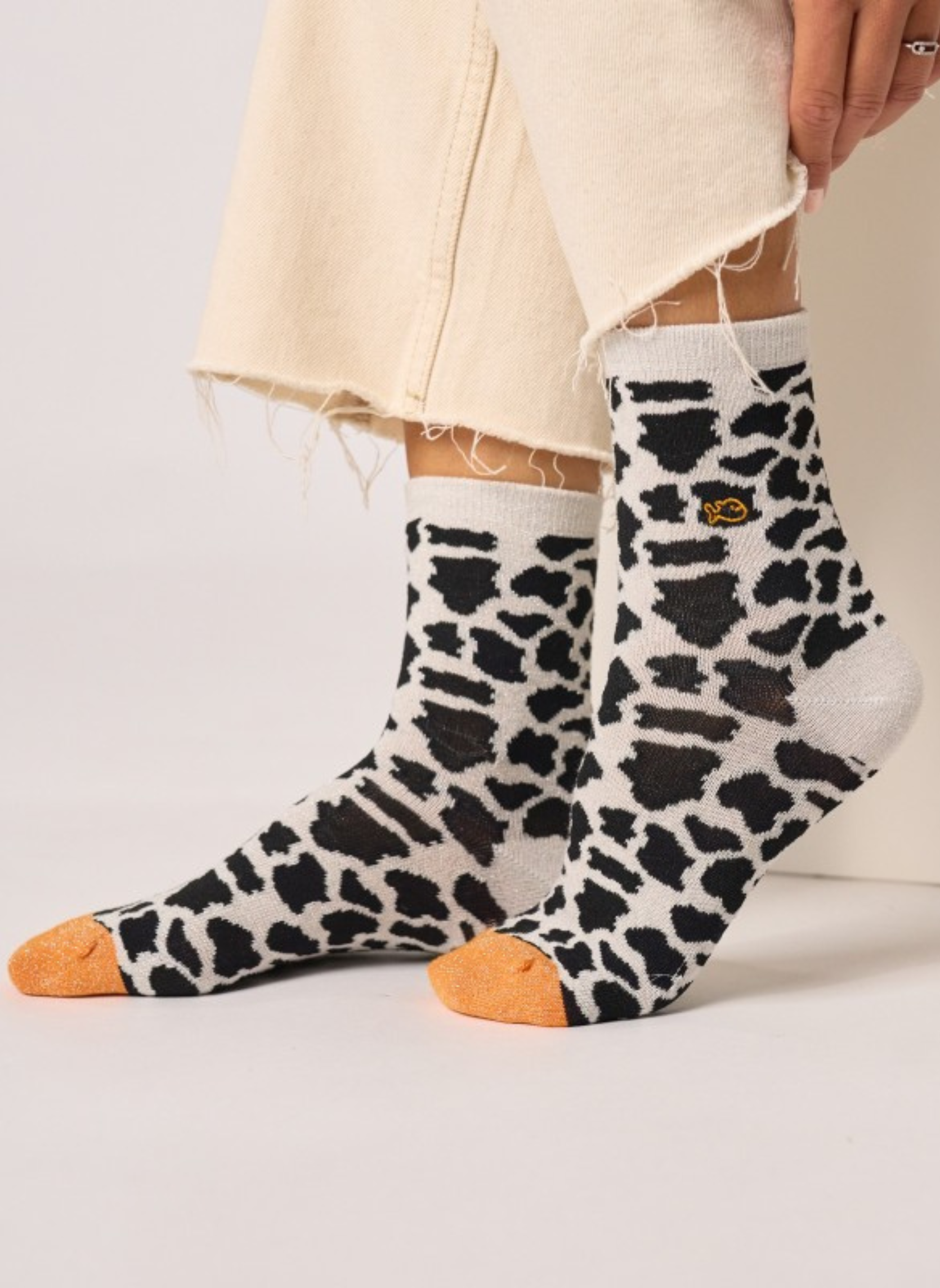 Chaussettes à Paillettes Vache - Noir & Blanc
