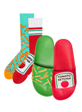 Lot Claquettes Chaussettes - Frites et Ketchup