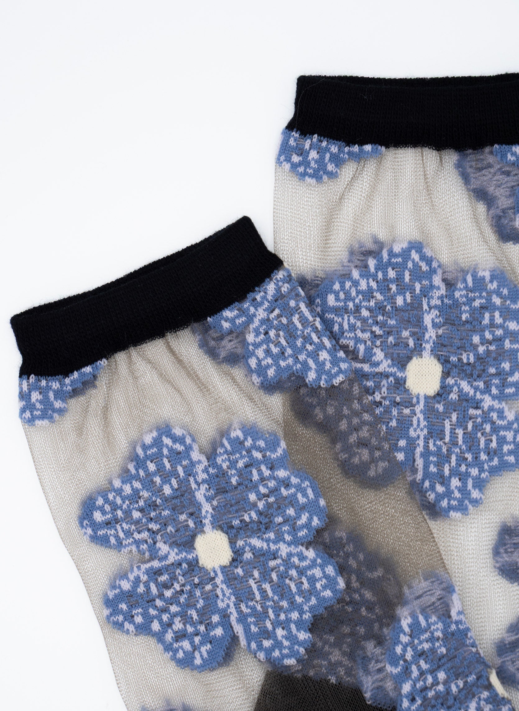 Chaussettes Transparentes à Fleurs Murano Bleue