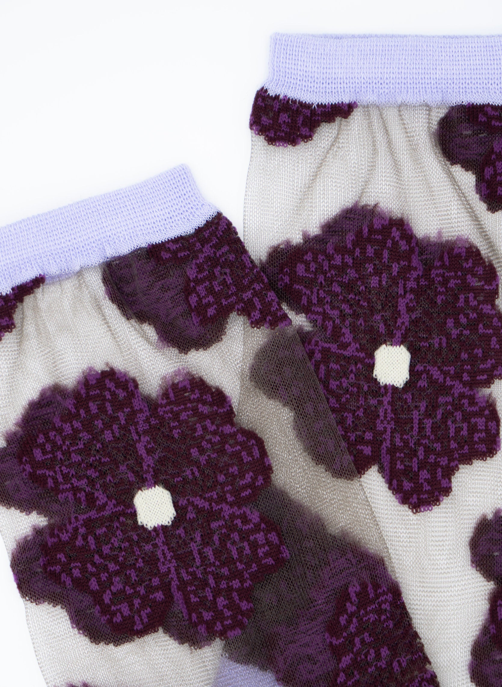 Chaussettes Transparentes à Fleurs Murano Violette
