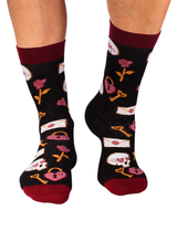Chaussettes Coton Bio Roses et Têtes de Mort - Noir