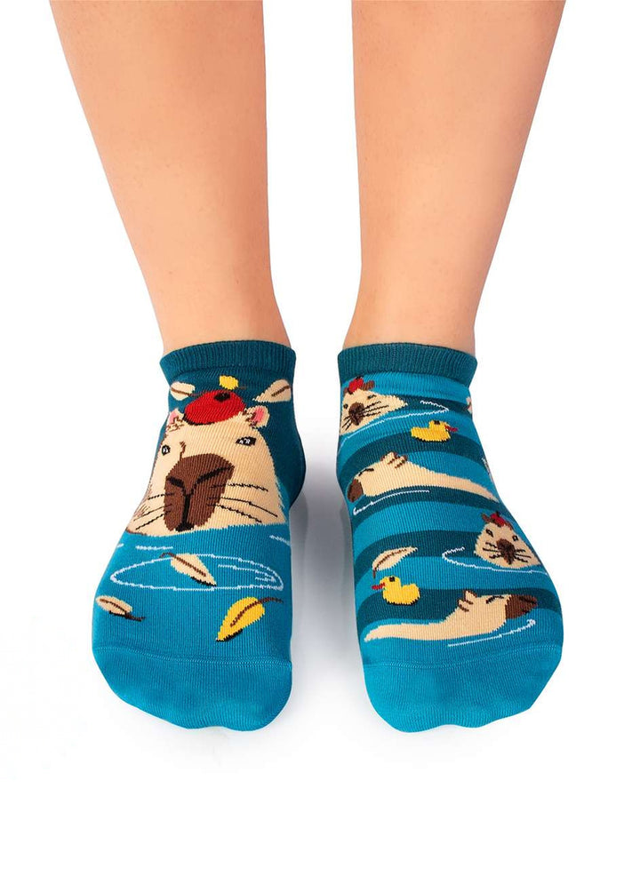 Socquettes Arty Georges le Capybara - Turquoise - Pirin Hill